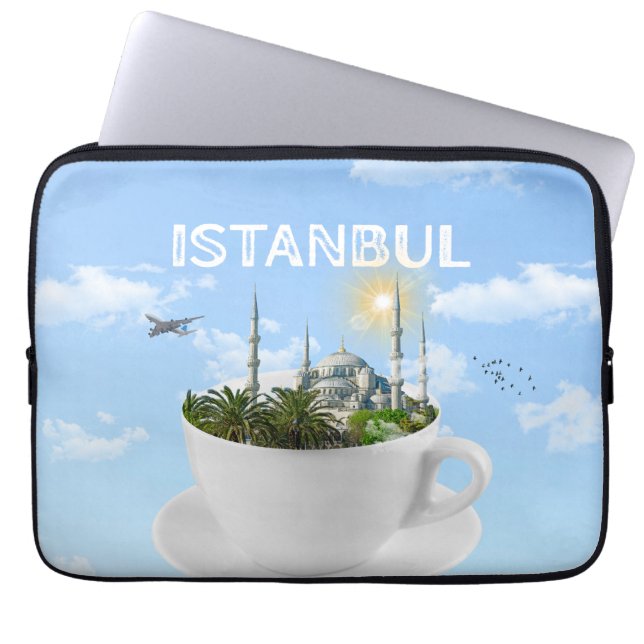 Capa Para Notebook Istambul em Teacup - Skyline - Presente Turco (Frente)
