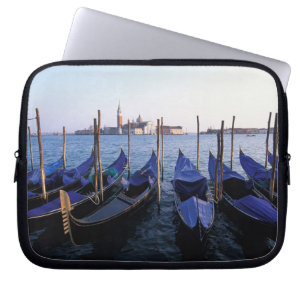 Capa Para Notebook Itália, Veneto, Veneza, Fileira de Gôndolas e San
