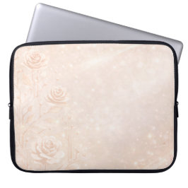 Capa Para Notebook Ivory and rosegold accents florals AI art 