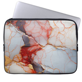 Capa Para Notebook Ivory Marble with Crimson & Gold Veins