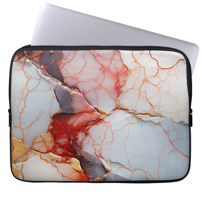 Capa Para Notebook Ivory Marble with Crimson & Gold Veins (Frente)