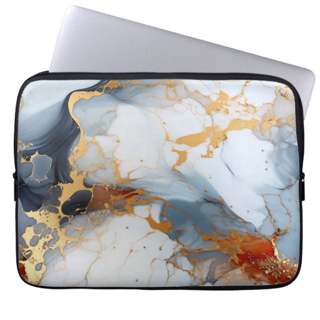 Capa Para Notebook Ivory Marble with Gold & Rust Veins (Frente)
