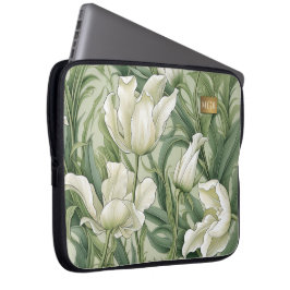 Capa Para Notebook Ivory Tulip Serenity - Botanical Art Nouveau