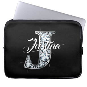Capa Para Notebook J Faux Diamond Bling Monograma