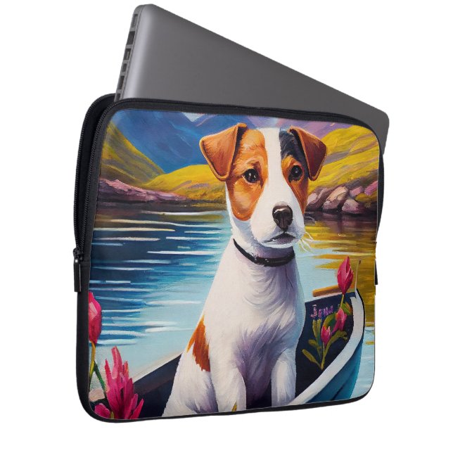 Capa Para Notebook Jack Russell em um remo: Uma aventura cênica (Frente Esquerda)
