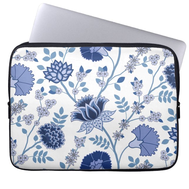 Capa Para Notebook Jacobean Floral Lg Pattern Blue em Branco (Frente)