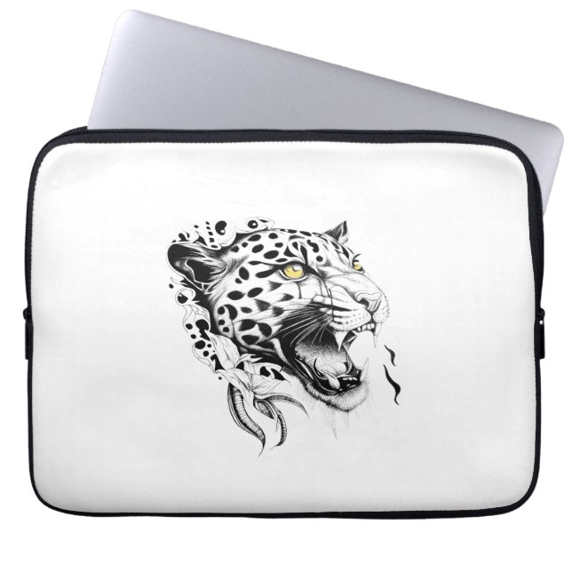 Capa Para Notebook Jaguar Wild Animal Nature Illustration Art Tattoo (Frente)