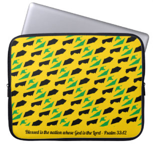Capa Para Notebook JAMAICA Psalm 33:12 Laptop Amarelo Nação Abençoado