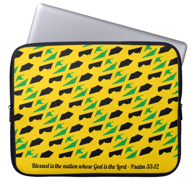 Capa Para Notebook JAMAICA Psalm 33:12 Laptop Amarelo Nação Abençoado (Frente)