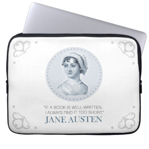 Capa Para Notebook Jane Austen Retrato e Citação na Leitura