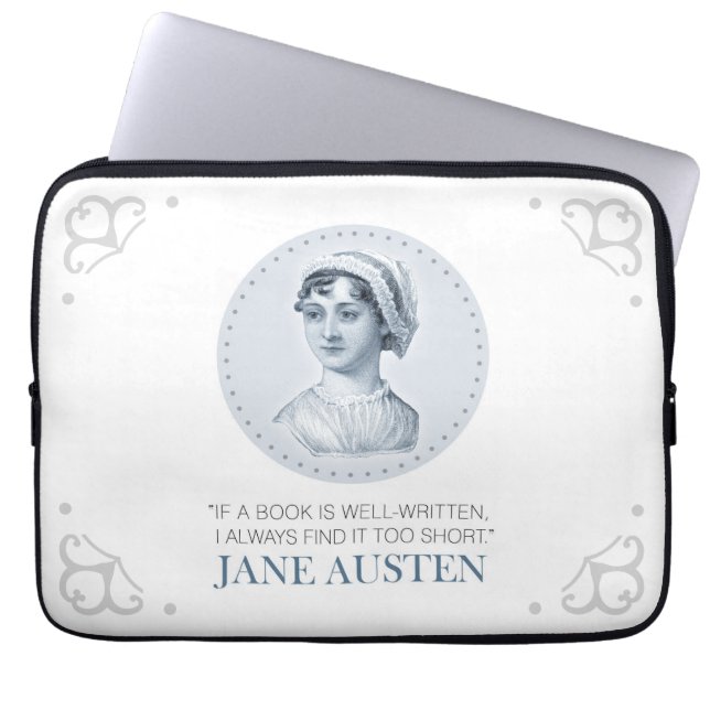 Capa Para Notebook Jane Austen Retrato e Citação na Leitura (Frente)