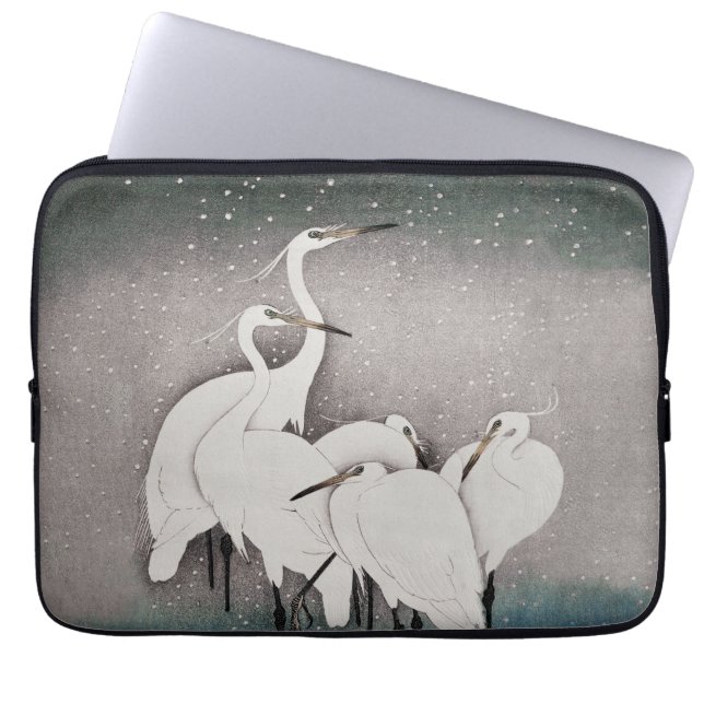 Capa Para Notebook Japonês Egrets Koson Cranes Winter Snow (Frente)