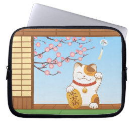 Capa Para Notebook japonês Lucky Calico Cat, Maneki Neko
