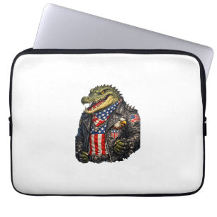 Capa Para Notebook Jaqueta de Couro de Motoqueiro Jacaré Patriótico F