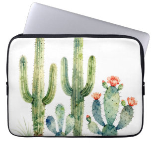 Capa Para Notebook Jardim de Cactus do Deserto em Aquarela