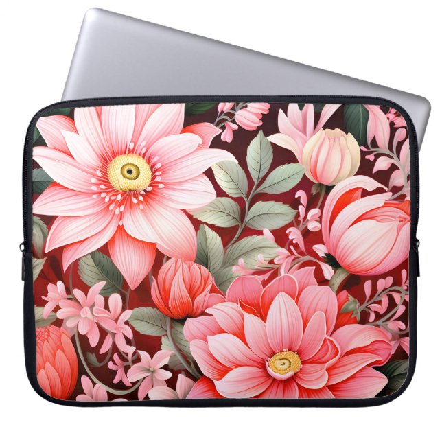 Capa Para Notebook Jardim de Flores Botânicas Antigas em Flor (Frente)