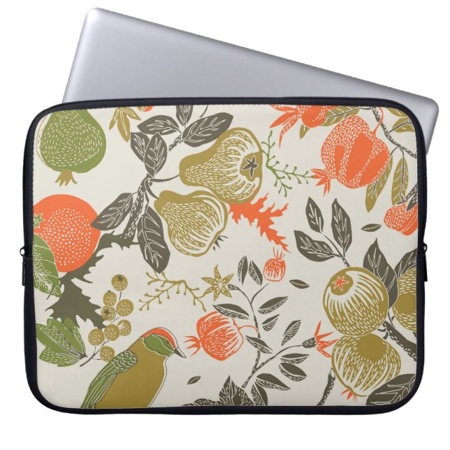 Capa Para Notebook Jardim de Fruta de aves: Sem costura (Frente)