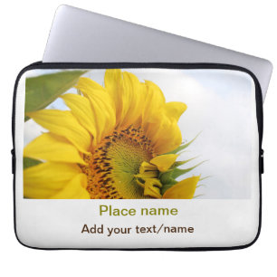 Capa Para Notebook Jardim de girassol amarelo adicionar nome de texto