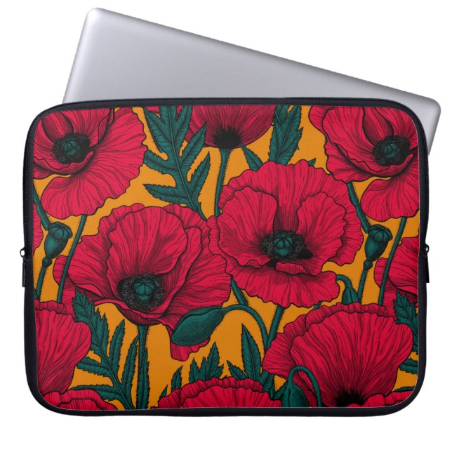 Capa Para Notebook Jardim de papoila-vermelha (Frente)