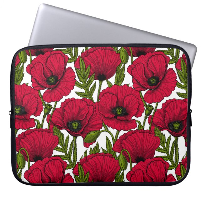 Capa Para Notebook Jardim de papoulas vermelhas 2 (Frente)