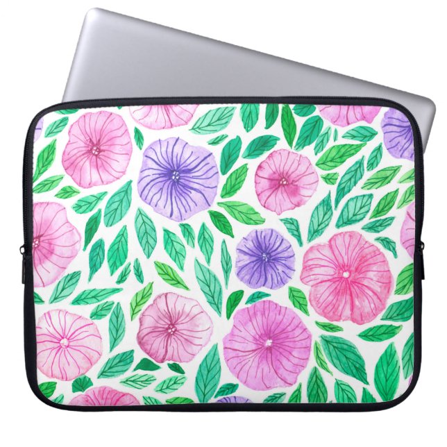 Capa Para Notebook Jardim de petúnia aquática (Frente)