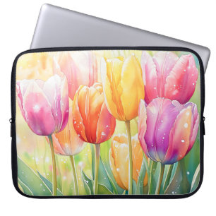 Capa Para Notebook Jardim de Tulipas de Primavera de Aquecedora