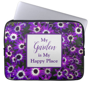 Capa Para Notebook Jardim é meu feliz lugar floral roxo