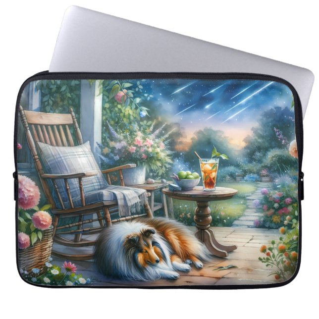 Capa Para Notebook Jardim Estrelado Varanda Sheltie Sonho (Frente)