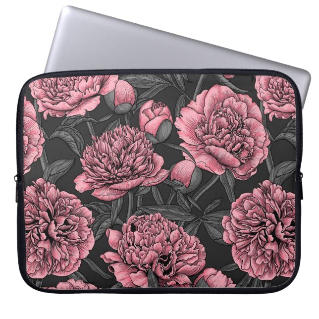 Capa Para Notebook Jardim noturno de pedras em rosa e cinzas (Frente)