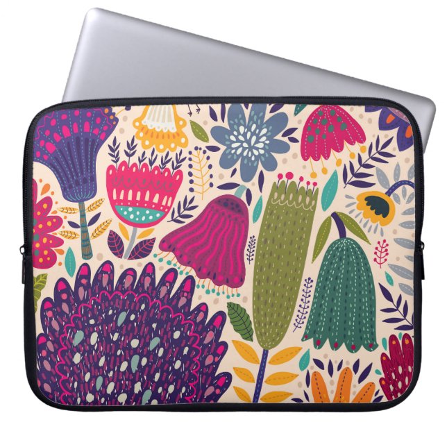 Capa Para Notebook Jardim tropical: coleção de padrões de primavera. (Frente)