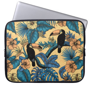 Capa Para Notebook Jardim tucano em amarelo e azul