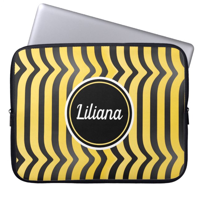 Capa Para Notebook Jazzy Cute Black e Yellow Striped Bumblebee (Frente)