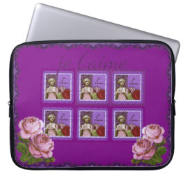 Capa Para Notebook Je T’aime Purple Rapariga Romântica Collage
