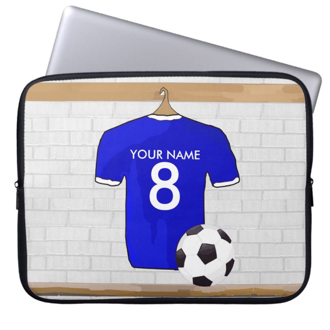 Capa Para Notebook Jérsei de futebol branco azul personalizado do (Frente)