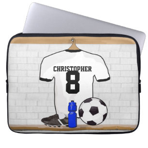 Capa Para Notebook Jérsei de futebol preto branco personalizado do