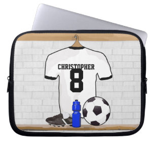 Capa Para Notebook Jérsei de futebol preto branco personalizado do