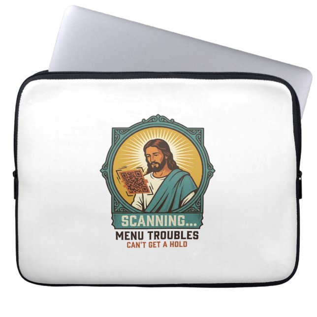 Capa Para Notebook Jesus Código QR Borroso Não Funciona Menu Humor Té (Frente)