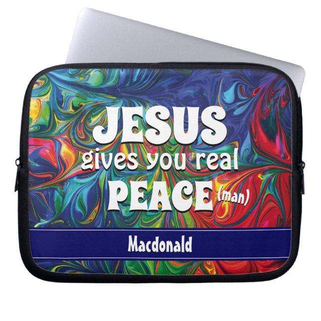 Capa Para Notebook JESUS DÁ-LHE PAZ REAL (HOMEM) Cristão (Frente)