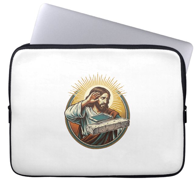 Capa Para Notebook Jesus Derrubou o Rosto do Telefone no Concreto Pla (Frente)