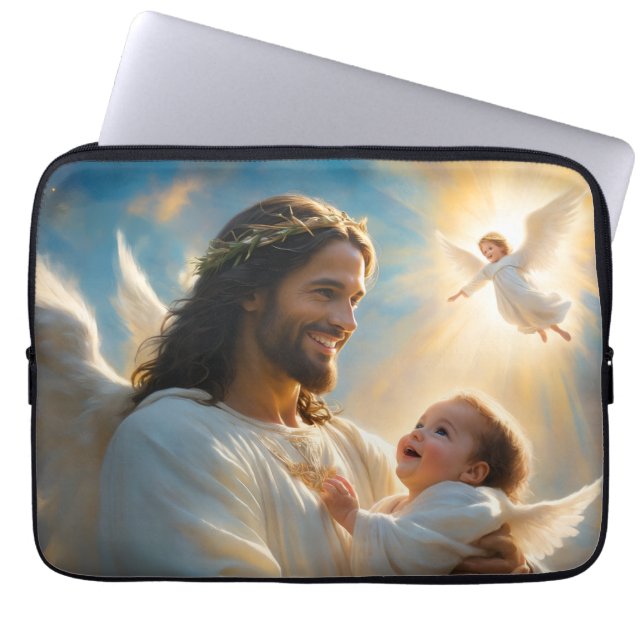 Capa Para Notebook Jesus e Anjo Bebê (Frente)