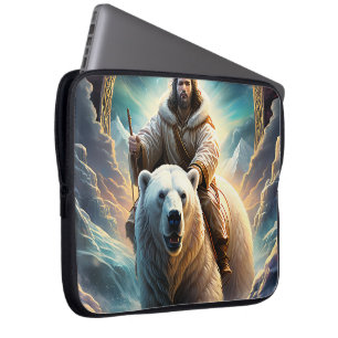 Capa Para Notebook Jesus em um urso polar