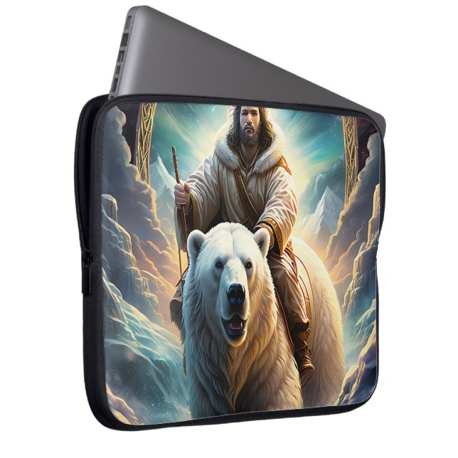 Capa Para Notebook Jesus em um urso polar (Frente Esquerda)