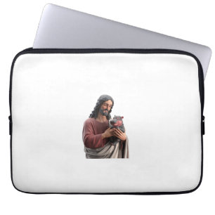 Capa Para Notebook Jesus segurando Moo Deng o Hipopótamo Pigméia Arte
