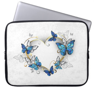 Capa Para Notebook Jewelry Heart with Butterflies Morpho