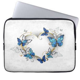 Capa Para Notebook Jewelry Heart with Butterflies Morpho