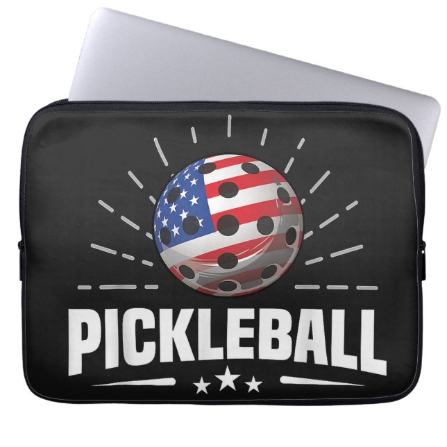 Capa Para Notebook Jogador de Pickleball da Bandeira Americana dos EU (Frente)