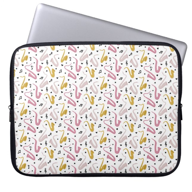 Capa Para Notebook Jogador saxofone músico Jazz (Frente)