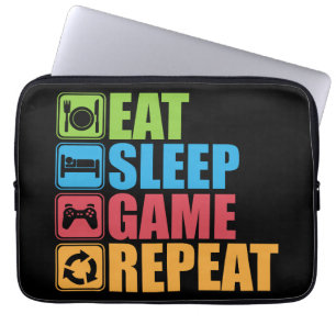 Capa Para Notebook Jogos - Coma, Dorme, Jogo, Repita - Jogador, Engra