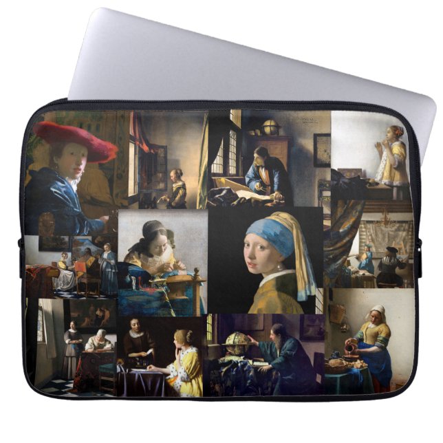 Capa Para Notebook Johannes Vermeer - Patchwork de obras-primas (Frente)