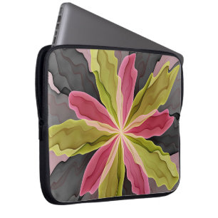 Capa Para Notebook Joy, verde rosa, Antracite Fantasia Flor Fractal